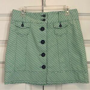 L.L. Bean Kelly Green Front Button Skirt, Size 8 Petite